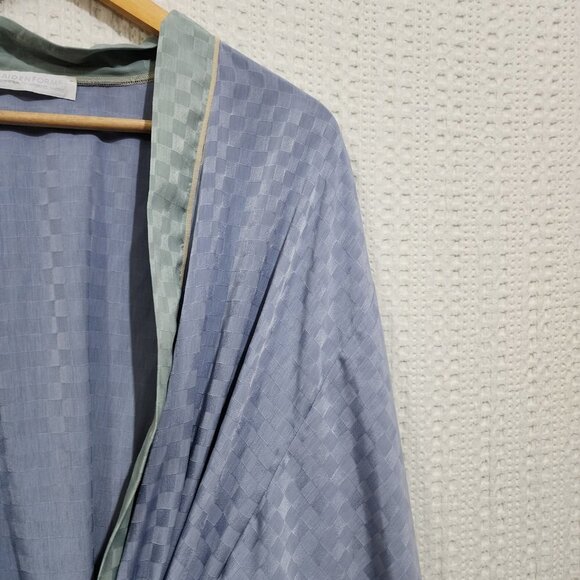 Vintage Maidenform Checkered Pastel Blue & Green Lingerie Silky Robe Size Large - Picture 6 of 13